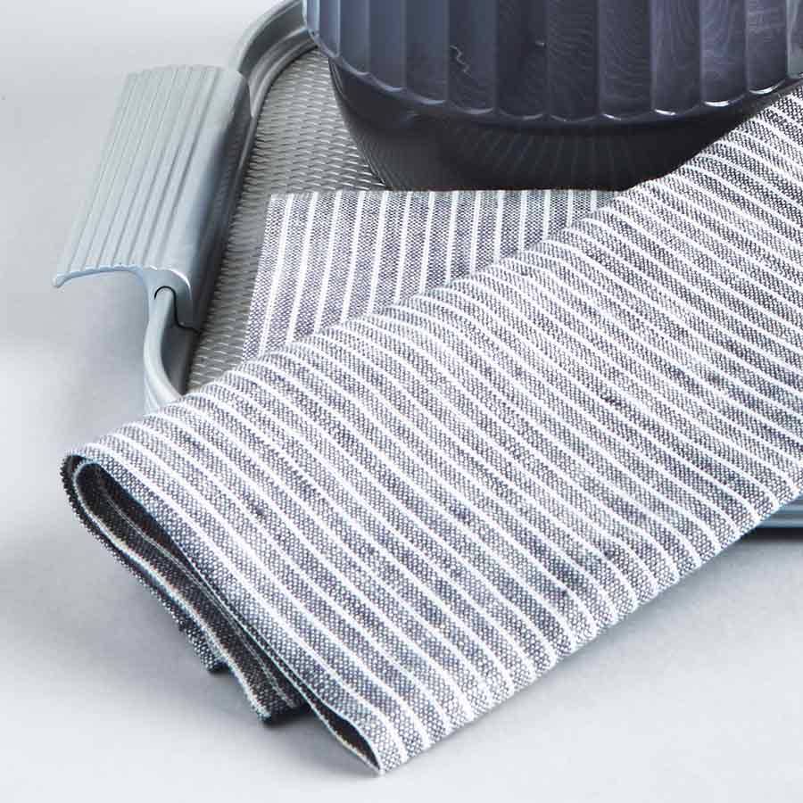 Mantel individual 100% lino gris/blanco