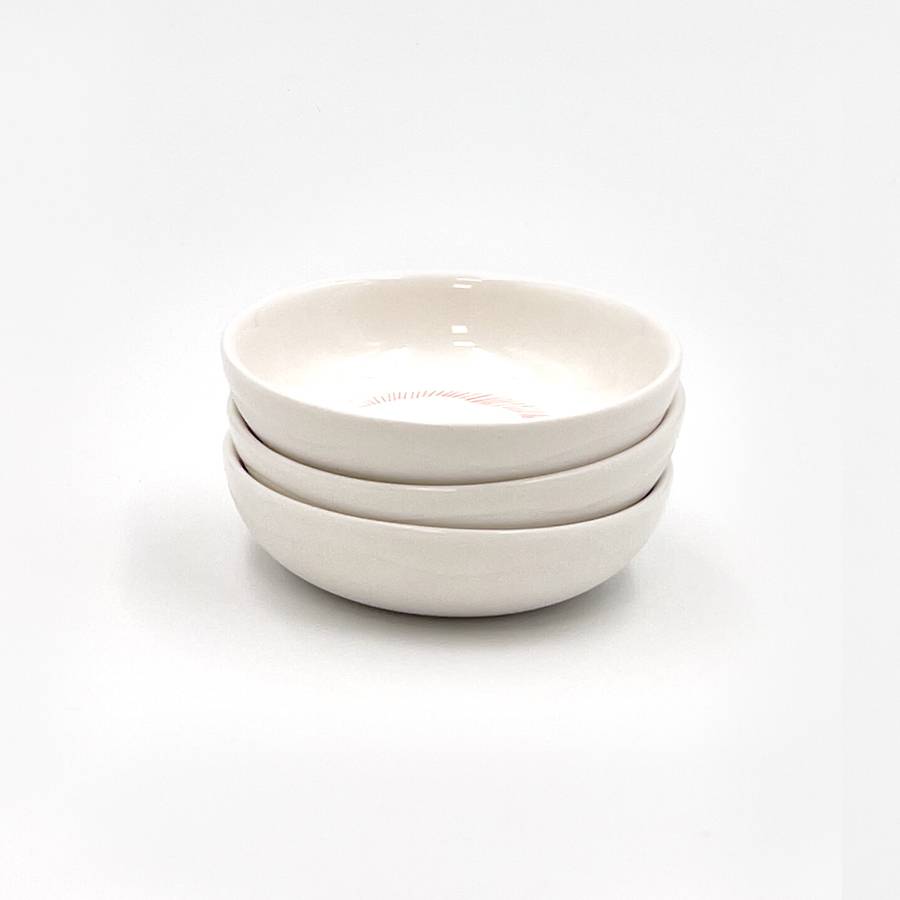 Bowl mini blanco y rayas rojas