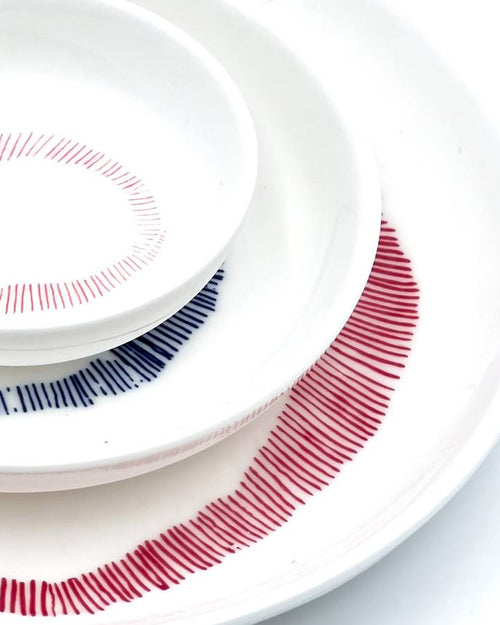 Bowl mini blanco y rayas rojas