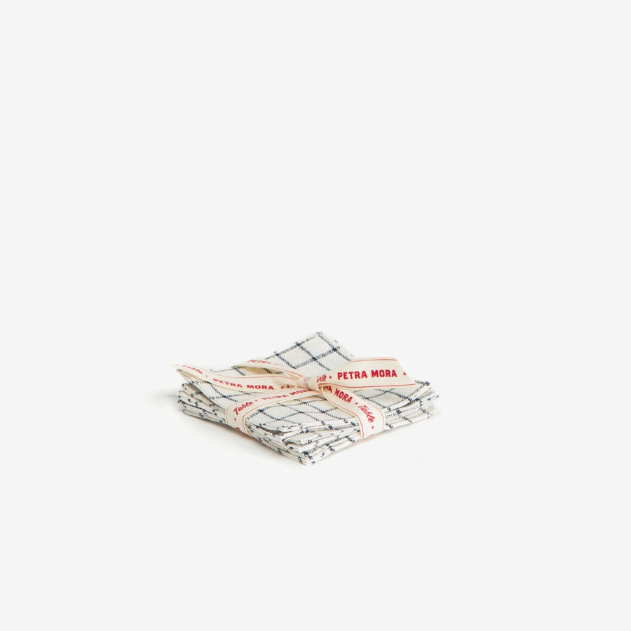 Posavaso de lino Jenn de cuadros beiGE Fog Linen