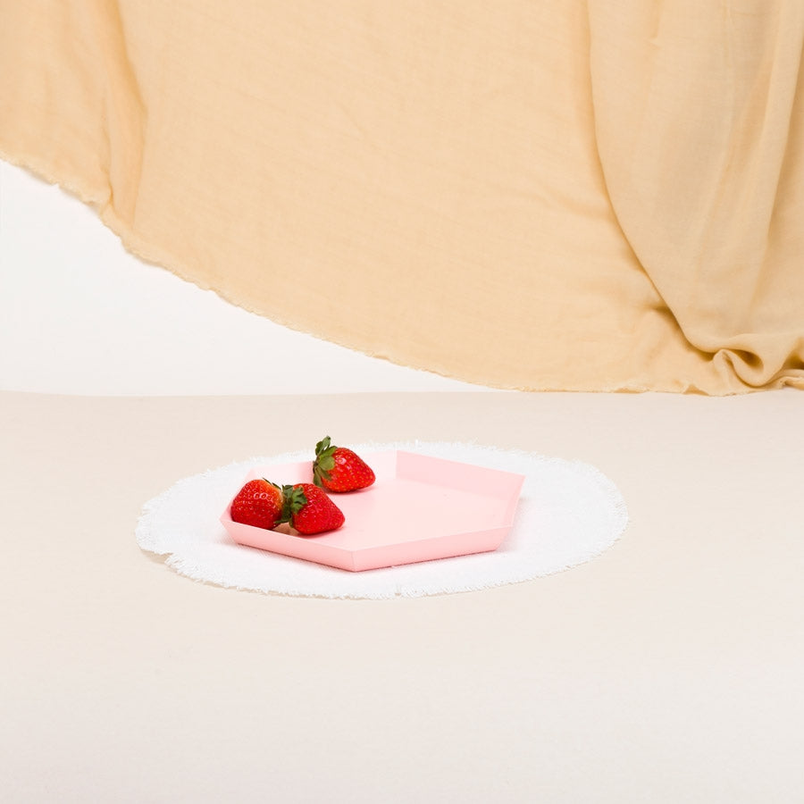 Mantel individual redondo 100% lino, blanco crudo