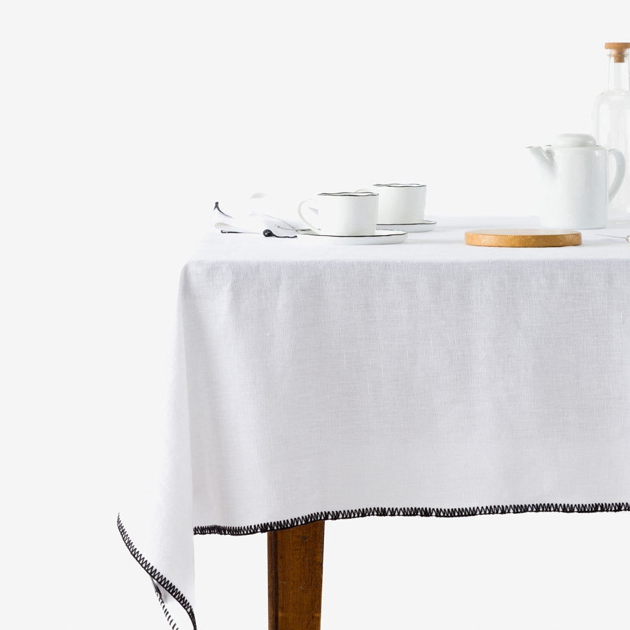 Mantel grande 100% lino blanco Harmony