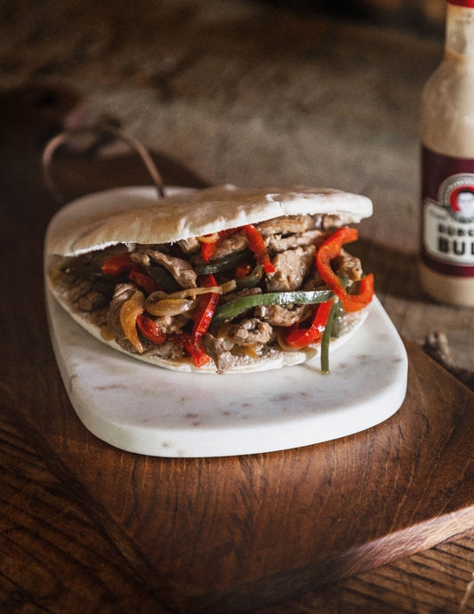 Pita de ternera al curry