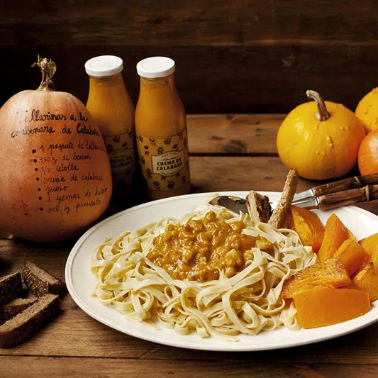 tallarines a la carbonara de calabaza