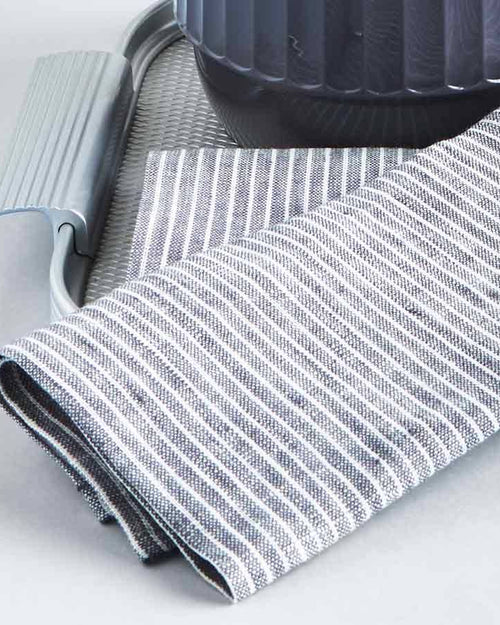 Mantel individual 100% lino gris/blanco