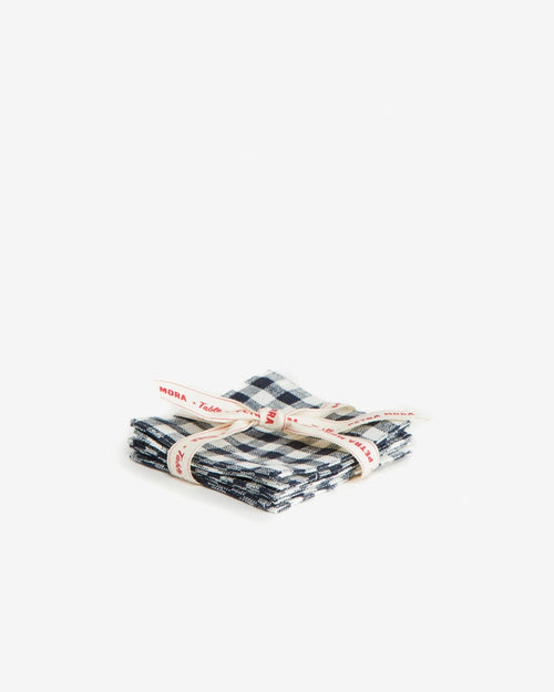 Posavasos de lino de cuadros azul marino Fog Linen